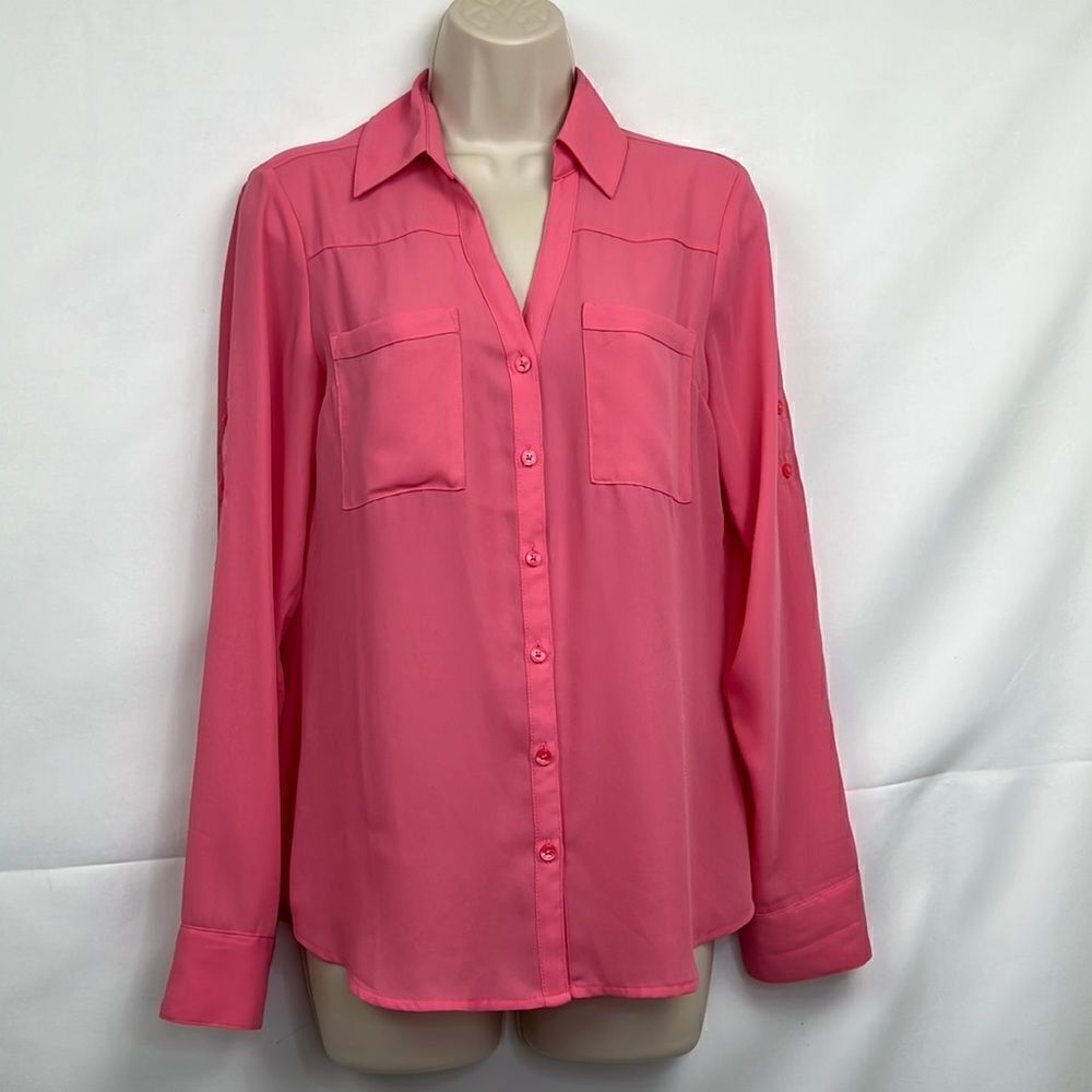 Express Portofinos Pink long sleeve blouse EUC size small